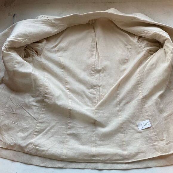 Magaschoni Linen Blend Double Breasted Blazer Jacket Cream Ivory Women L Career - Picture 9 of 13